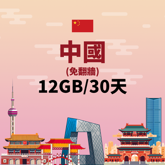 【中國eSIM】12GB