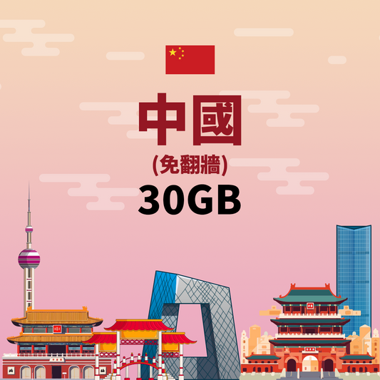 【中國eSIM】30GB