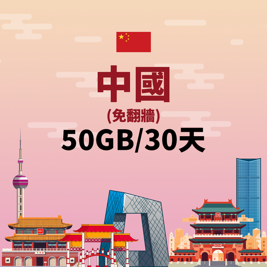 【中國eSIM】50GB