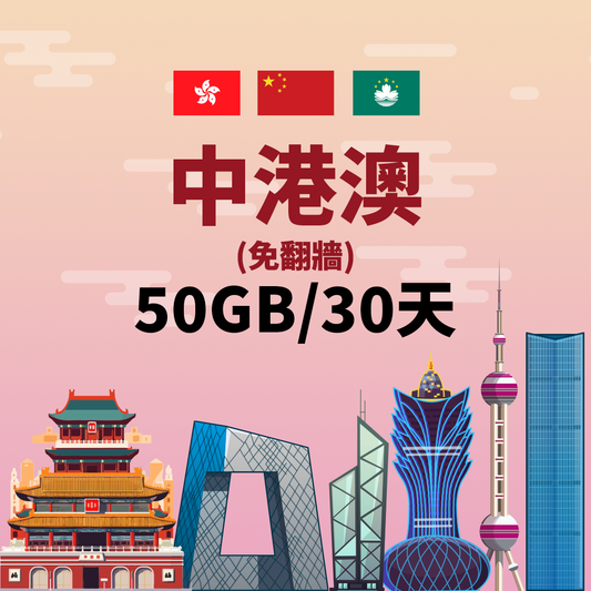 eSIM中港澳30日50GB